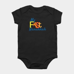 My First Hanukkah Blue Orange Baby Bodysuit